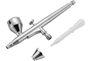 Wiltec Aérographe type X501 avec fonction double action, buse Ø 0,3 mm, godet à peinture 7 ml / 2 ml, pour modélisme, nail art, airbrush, etc.