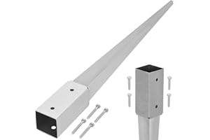KOTARBAU® Soporte Poste Cuadrado 61x61 mm - 750 mm Acero Galvanizado en Caliente Base de acero para Enterrar Anclaje Suelo Base Poste Madera con Punta Soporte de Estaca Plata
