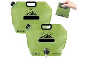 Horuili® Sacos de agua plegables, depósitos de agua, 2 piezas de 8L portátiles, tanques de potable reutilizables con tapa hermética, adecuados para senderismo, camping