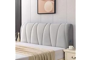 RACKBONE Copri Testata Letto Matrimoniale Copertura per Testiera per Matrimoniale/Singolo Premium Elastica Copritestata Letto Velluto Fodera Protezione Anti-Collisione Cuscino Color:Light Gray, Size :180x75