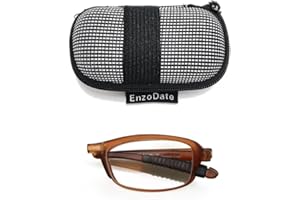 ENZODATE Gafas de lectura plegables flexibles con estuche, 1 a +3.5 Gafas plegables de presbicia y mujer Hipermetropía, Lector de bolsillo de óptica