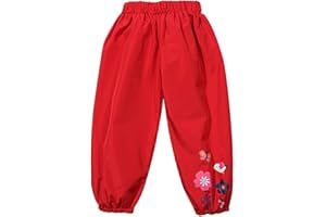 FAIRYRAIN Little Kids Girls Waterproof Lightweight Flower Rain Pants