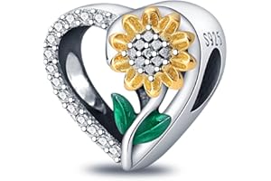 LNQOBU Ciondolo in Argento Sterling 925 Charm Bead con Bracciale e Collane Europei da Donna,Perline Intarsio con 5A Zircone per Donna Perline