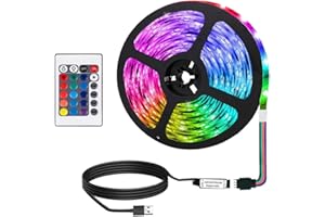 GOIEHIR 1m Ruban LED USB, 24 Boutons Bande Lumineuse Télécommandée, pour Léclairage à La Maison, Décoration de Fête