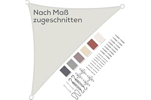 Aiyaoo Sonnensegel Dreieckig Rechtwinklig 3x3x4.25m Wasserdicht im Viele Größe und Farben, mit Befestigungs Kit PES Polyester, Sonnenschutz 95% UV Schutz, Reißfest Wetterfest für Terrasse Garten- Weiß
