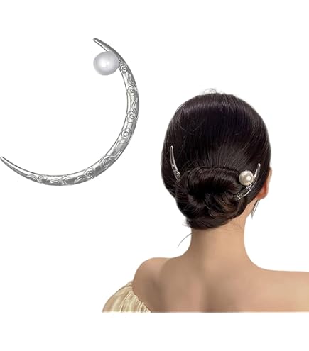 Buy Ashkash 1Pcs Vintage Crescent Moon Hair Fork Pearl Alloy Hair