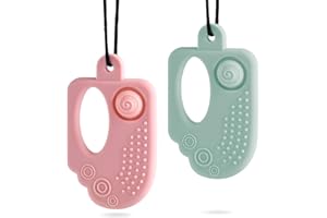 Seeway Chew Necklace, Ice Cream POP Chew Toys for Autistic Children, BPA Free Chewy Toy Autism, Effective Relief of Teething Discomfort in Infants 【2 Pack】