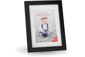 VICTORIA COLLECTION Drewniana ramka na zdjęcia 15 x 21 cm - Czarna szklana ramka na piękne wspomnienia | Wolnostojąca ramka na zdjęcia do wyświetlacza ściennego i stołu, pionowo i pozioma