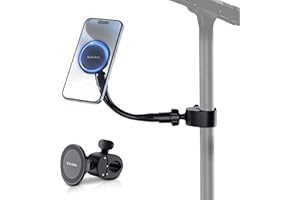 KIORAFOTO Support de Microphone pour téléphone, Support magnétique pour téléphone 11" avec col de Cygne Amovible et Angle de Verrouillage, Support de Microphone Flexible pour Musique