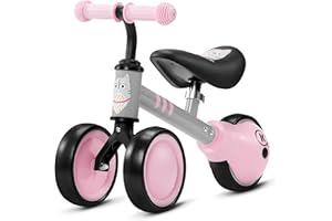 4KRAFT Kinderkraft CUTIE Draisienne en Métal, Vélo 3-en-1, Vélo sans Pédales, Vélo Bébé, Siège Réglable (de 26 à 28 cm)., Sûr et pratique, Poids léger, Trois Roues, 1 an à 15 kg, Rose
