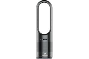 CyclonicAir Pro Pure Bladeless Tower Fan Heater & Cooler with HEPA Filter | 3-in-1 Heating, Cooling & Air Purifier | Quiet, Remote Control, 8 Speeds (Graphite Black)