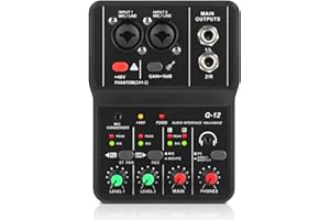 XTUGA Interface Audio USB + Alimentation Fantôme 48V Avec Fiche de Microphone de 3,55 m - 2i2 Pour l'Enregistrement, le Podcasting - XLR à Latence Ultra-Faible Plug & Play