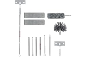 SUEWIDFAY Telescopic Window Cleaning Kit 4 in 1 Window Cleaner with Extension Cleaning Pole (25in to 96in) Rotatable Window Cleaner for Indoor Outdoor Car Glass High Window Cleaning