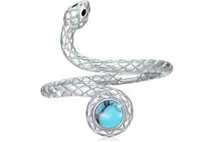 JFASHOP Anelli a serpente in argento Sterling 925 turchese anello aperto regolatore serpente anelli per donne anelli animali punk turchese gioielli regali di San Valentino per uomini e ragazze