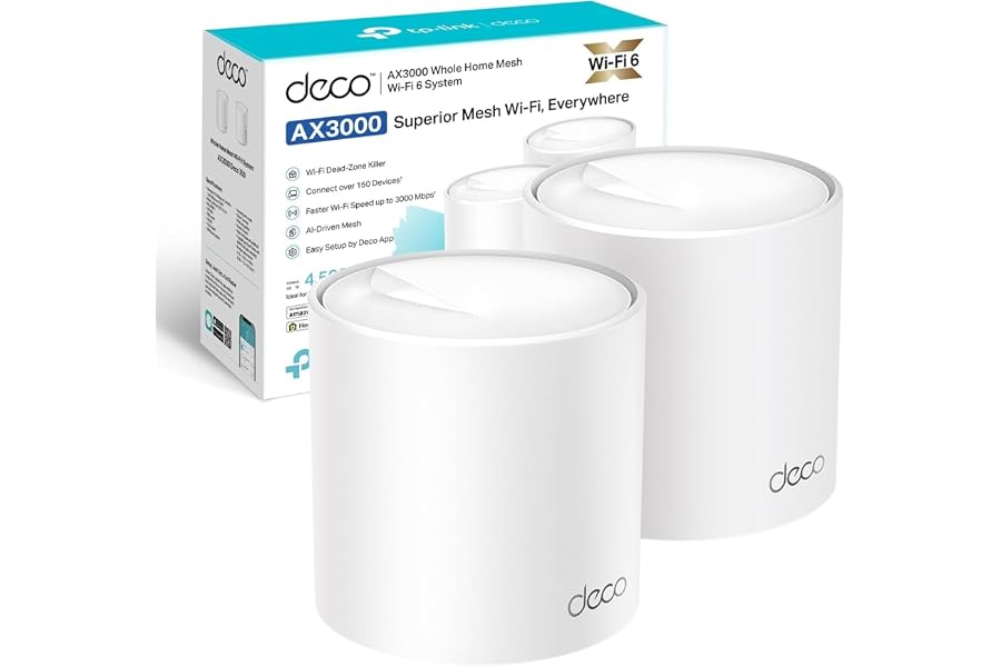 TP-Link Deco X50 Sistema WiFi 6 AI Mesh, AX3000 Doble Banda 2.4 GHz/5 GHz, Cobertura hasta 420 m, Banda 160MHz Canal, ODFMA, 
