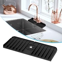 Paraspruzzi Per Rubinetto In Silicone – Tappetino Asciuga Stoviglie 2 In 1 Per Cucina E Bagno (Grigio, 60x15 Cm)