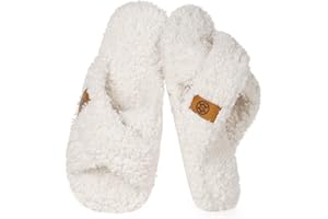 Dokela Pantoufles Femme Mousse à Mémoire Chaussons Peluche Chaud Bandes Croisées Bout Ouvert Chaussures Antidérapantes Slippers