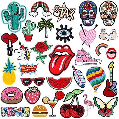 RYMALL Autocollant de patch de 32 pcs, jolie papeterie de broderie Numéro pour t-shirt Jeans Sacs à linge