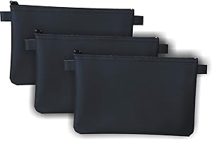 ‎KRANHOLDT Banktasche/Geldscheintasche/Aufbewahrungstasche, aus Kunstleder, mit Reißverschluss, 25 x 16 cm - 3er Set (Schwarz)