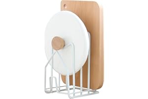 MENAYODA Estante para tabla de cortar, soporte para tapa de sartén, soporte multifuncional para tabla de cortar tapa de sartén, platos, vajilla, tablas de cortar (blanco)