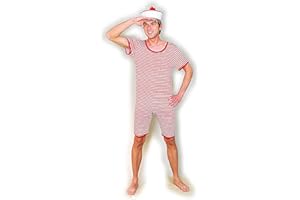 Amakando Traje de baño de Hombre en Bucle Bañador Retro Rojo y Blanco M 48/50 Vestimenta de Playa nostálgica Disfraz años 20 30 Ropa para bañarse a Rayas Traje Levantador de Peso Circo