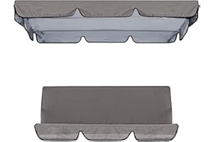 Rpporm Kissen für 3 Sitzer Hollywoodschaukel, inklusive passendem Dach, ideal für den Außenbereich Gartenschaukelsitzbezug Patio Schaukelstuhl Baldachin Deckbezug Wasserdicht Gartendeko