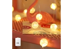 ENLACE Łańcuch świetlny LED z kryształowymi kulami, 1 m, 10 lampek, ciepła biel, zasilanie bateryjne