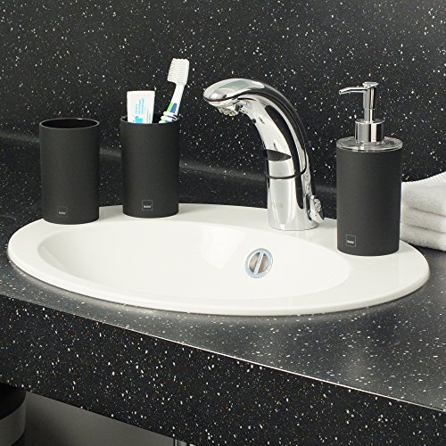 Kela 390100, Badset, 3-tlg., 1 Seifenspender/ 2 Becher, Kunststoff, Farbmix, Dark, Schwarz - 4