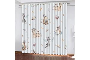 DICOIN Gardinen Kinderzimmer Mädchen Junge Motiv Waldtier Fuchs Vorhang Blickdicht Ösen 2Er Set-140X120Cm(Hxb)/140X60Cm*2 -Isolierung Vorhang Polyester Blickdicht,A15