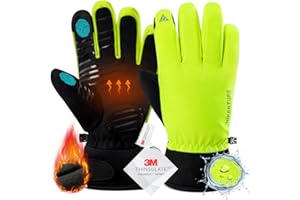 HIKENTURE Gants de cyclisme pour homme et femme - Gants d'hiver chauds avec isolation Thinsulate 3M - Coupe-vent - Écran tactile - Gants de ski imperméables - Gants de course pour l'extérieur