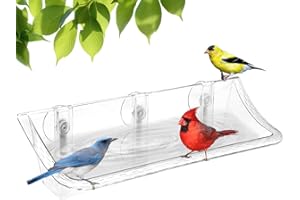 Mokeyder Clear Bird Bath Bird Feeder for Outside Window Glass, Transparent Birdbath with Strong Suction Cups for Viewing, Bird Watching Gifts for Elderly Parents, 1 Pack