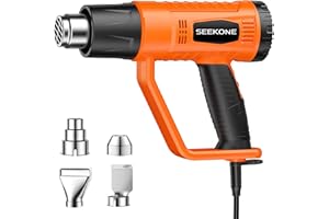 SEEKONE Pistola ad Aria Calda Professionale, Pistola Termica 2000W, 2 Temperatura 400ºC / 600ºC, con Protezione da Sovraccarico, Nuclei di Riscaldamento in ceramica, con 4 Accessori