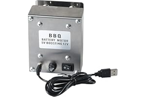 OUGPIU Electric BBQ Motor,70KG 2r/min BBQ Gas Grill Stainless Steel Rotisserie Electric Main Spit Motor,10W 5V to 12V BBQ Motor Spit Roaster Motor BBQ Grill Rotisserie,with USB Cable