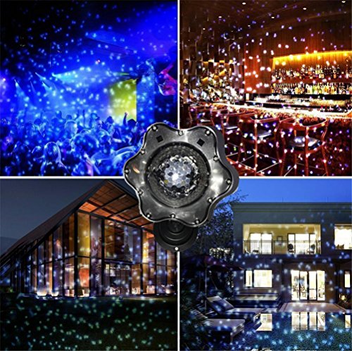 Preisvergleich Produktbild HAPPYMOOD Weiß Schneefall Projektion Lampe Romantisch Weihnachten Dekorativ Beleuchtung Fernbedienung Wasserdicht LED Beamer zum Winter Karneval Dekoration