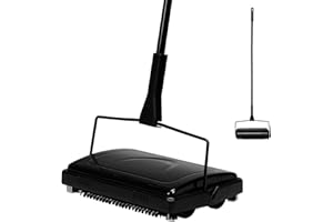 Yocada Teppichkehrer für Zuhause, Büro, niedrige Teppiche, Teppiche, Unterwolle, Teppiche, Tierhaare, Staub, Abfälle, Papier, kleine Abfälle, Reinigung mit Einer Bürste, schwarz