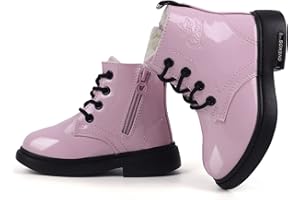 Hoylson Boots for Girls Toddler Kids Lace up Ankle Boots Black Pink