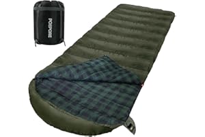 POEPORE XXL Sac de Couchage en Flanelle de Coton pour Adultes 3-4 Saisons Sac de Couchage de Camping et Randonnée Hiver avec Sac de Compression de Voyage Interieur Extérieur 230 * 100CM