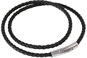 Fly Style Halskette aus Kunstleder schwarz geflochten mit Verschluss aus Edelstahl - Herren Kette