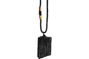 REIJU Reiki Energy Charged Raw Black Tourmaline Crystal Pendant with Wrapped Cord (Beautifully Gift Wrapped)