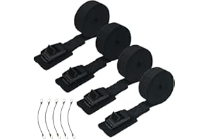 DONDEEN 4 Stück Spanngurte 2,5cmx2,5m, Zurrgurte mit Klemmschloss Polsterung, 250Kg Belastbarkeit Befestigungsgurt Set inkl. fünf Spanngummis für Fahrradträger Motorrad Auto