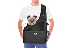 Nasjac Haustier Hund Riemen-Fördermaschine, Welpe Reisetasche Tote Verstellbarer gepolsterter Gurt Atmungsaktives Netz Harte untere Stütze Kordelzug Vordertasche Waschbar, unter 7.0kg (Schwarz)