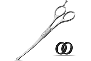 WISH BEAUTY,THE ROYAL ELEGANCE wishbeauty Tijeras de peluquería para niños, puntas redondas y curvadas, tijeras de corte de pelo para niños, tijeras de peluquería profesionales para bebés (tijeras curvadas plateadas de 6.5