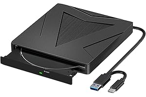 ZZOSRDR External CD DVD Drive, Type-C USB 3.0 Portable Optical Drive, CD DVD Player RW Writer Burner Reader for Laptop, Desktop, PC, Mac, IOS, Windows 11/10 / 8/7 / XP/Linux/Vista