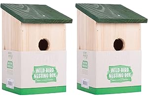 Unibos Set of 2 Wooden Wild Bird Nesting Bird Box Bird House For Small Birds Sparrows Blue Tit Great Tits Robin