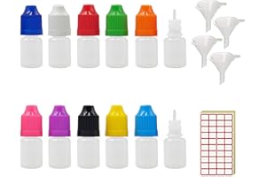 XIAONAN 100 Pack x 5ml LDPE Plastic Liquid Water Squeezable Eye Dropper Empty Bottles (Bottles + Mixed Colour Caps + Tips + Funnel + Label)