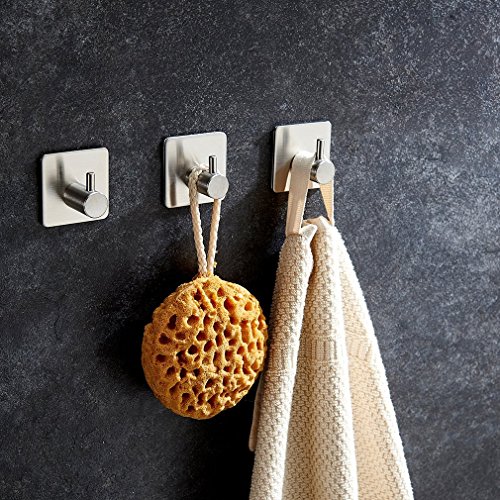 OUTOWIN 4er-Set Selbstklebend Wandhaken Handtuchhaken, aus hochwertigem Edelstahl - 4