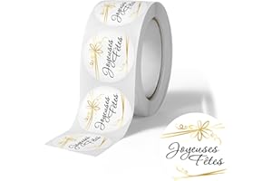 Avery - 500 étiquettes Joyeuses Fêtes Rondes Autocollantes en rouleau - Ø 35 mm - Joyeuses Fêtes - 1 rouleau de 500 Stickers pour personnaliser les cadeaux
