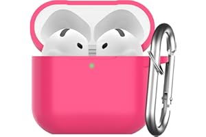Nemteur Custodia per AirPods 4 2024, Case Protettiva in Silicone per AirPods 4th 2024 Cover in Silicone Visibile a LED Frontale con Moschettone, Watermelon Red