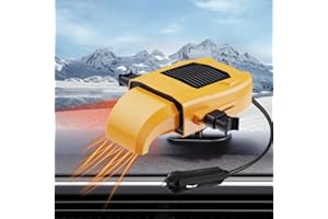 Mokeum stufetta Auto, riscaldatore per Auto, 12 V, 150 W, 2 in 1, Riscaldamento/Raffreddamento, per sbrinamento e Parabrezza e sbrinatore rapido (Giallo)