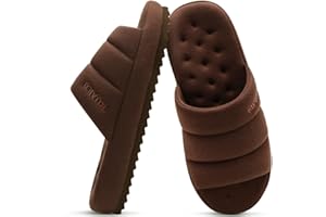 KuaiLu Men's Slippers Fashion Quilted Cotton-blend Fabric Sandals Cozy Memory Foam Indoor Outdoor House Slipper Shoes For Man with Lightweight Soft Cushion Footbed Hard Rubber Sole